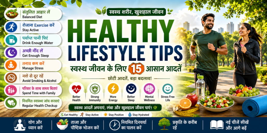 Healthy Lifestyle Tips in Hindi: स्वस्थ जीवन के लिए 15 Best Daily Habits🧑⚕️ chatgpt image jun 14, 2026, 04 25 31 pm