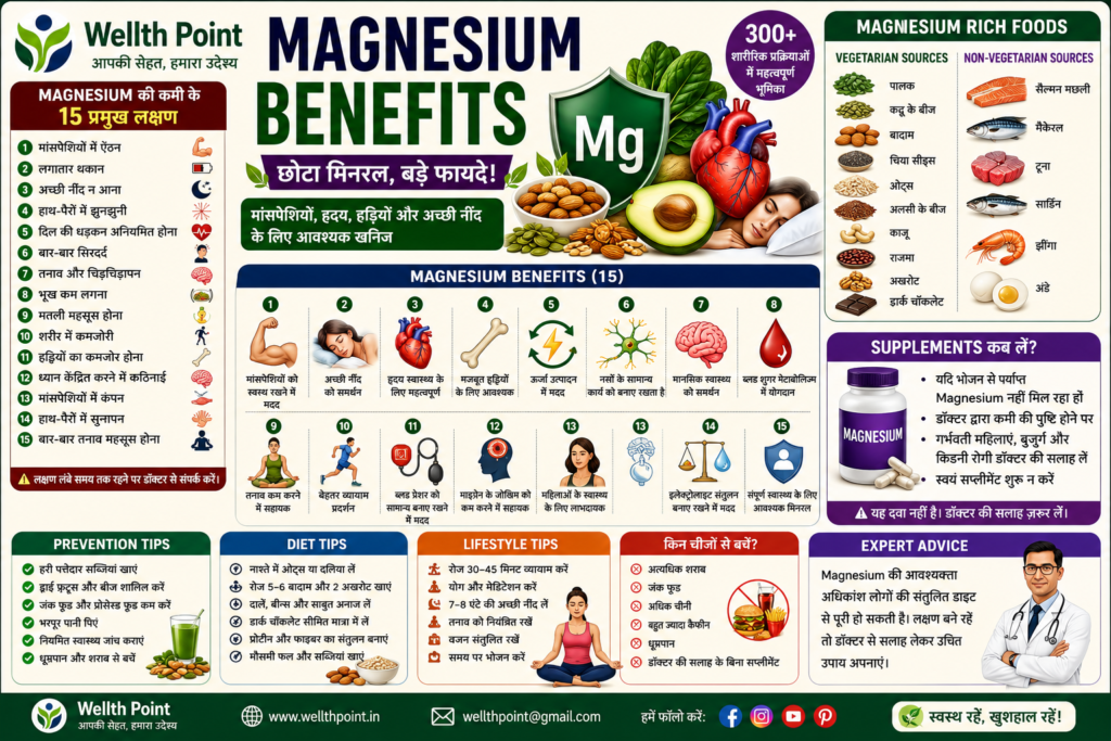 Magnesium Benefits in Hindi | Wellth Point