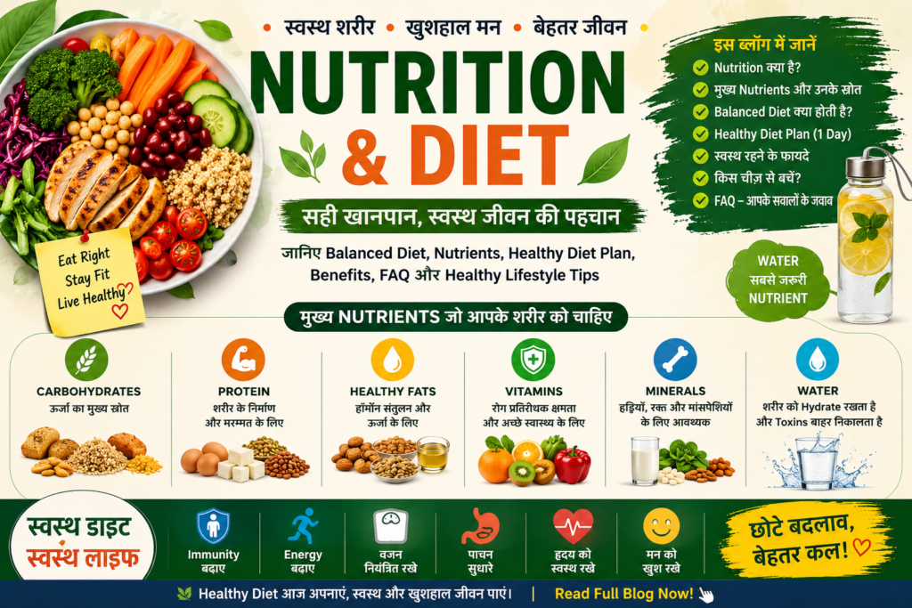 Nutrition और Diet क्या है? जानिए Balanced Diet, Nutrients और Healthy Lifestyle Tips ChatGPT Image Jun 9 2026 10 02 17 PM 1024x683